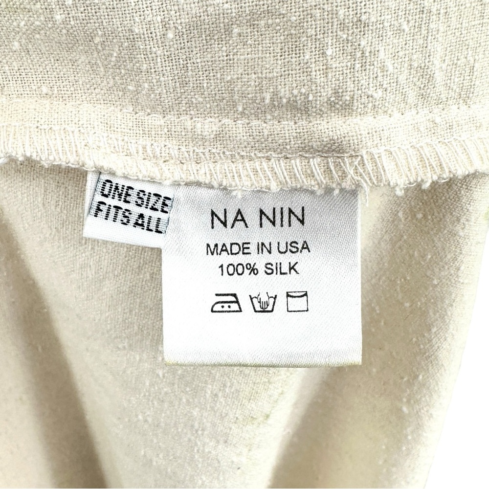 Na Nin Eunice Raw Silk MuuMuu - Cream White Puff Sleeve Relaxed Fit Midi Dress - Picture 7 of 10